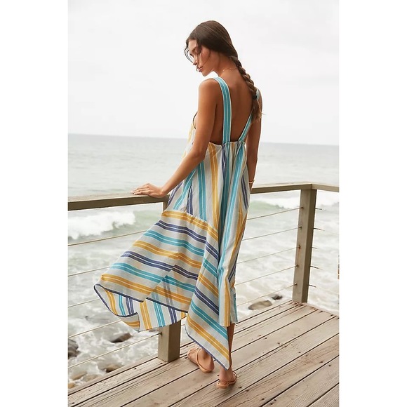 Anthropologie Dresses & Skirts - Anthropologie Awning Striped Maxi Dress Blue Yellow Size Medium